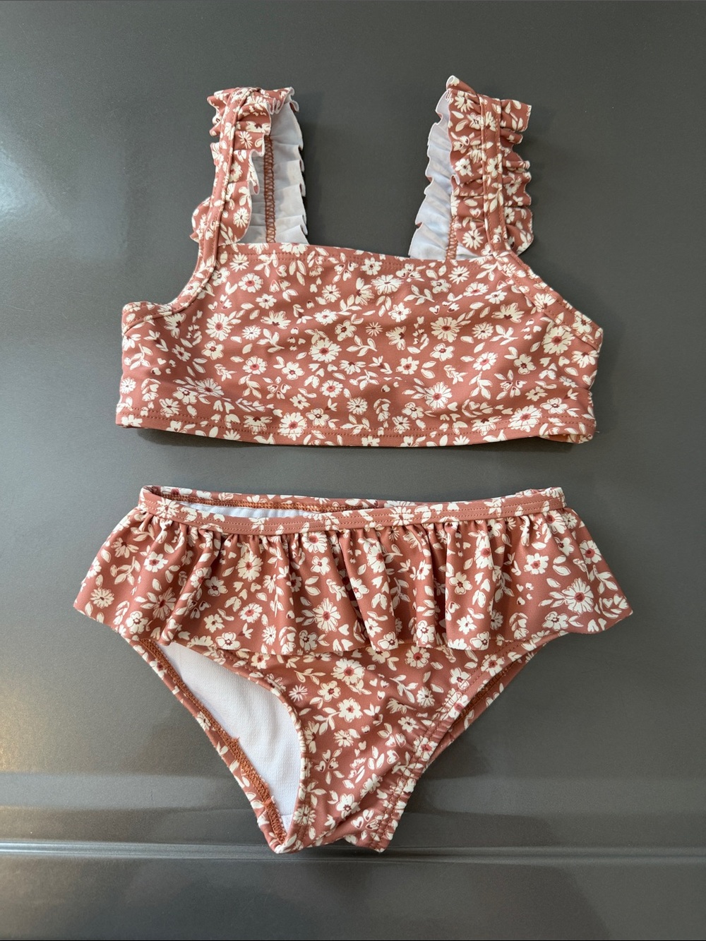 Girls Two-Piece Floral Ruffle Swimsuit